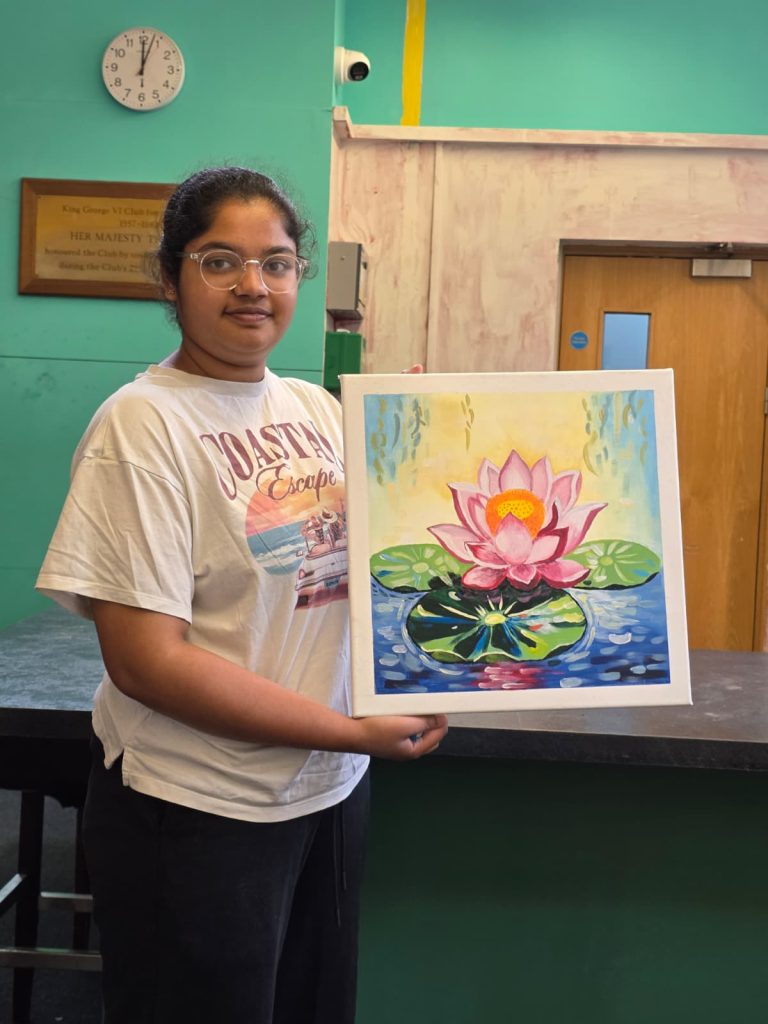 A student's finished acrylic piece