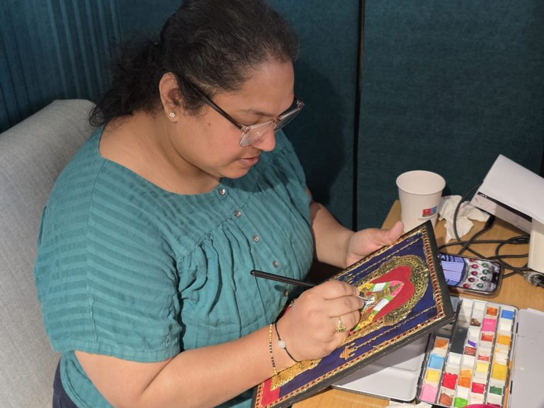 Adult Tanjore painting class at Devi Arts