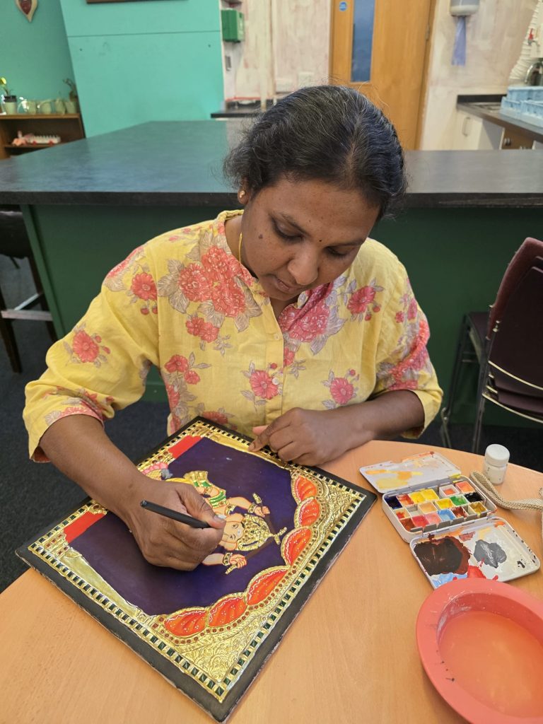 Adult Tanjore painting class at Devi Arts