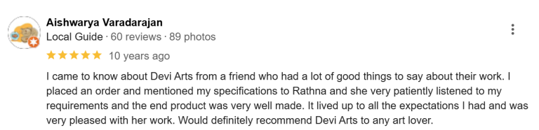 Devi Arts student/parent testimonial