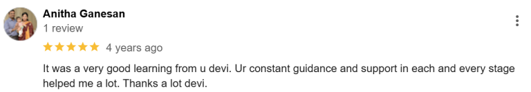 Devi Arts student/parent testimonial