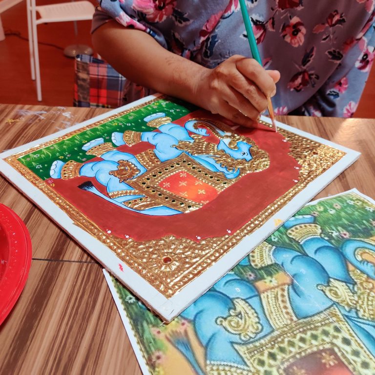 Tanjore painting — gold-leaf elephant motif