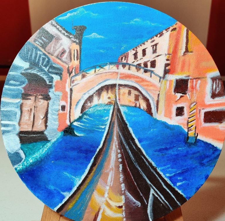 Acrylic painting — Venice canal scene