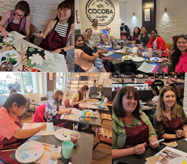 Sip & Paint group session at Cocoba Chocolate Café